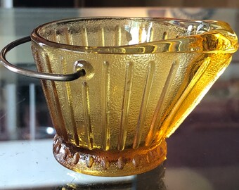 CLEARANCE - Vintage Ashtray Amber Glass Coal Scuttle Shaped