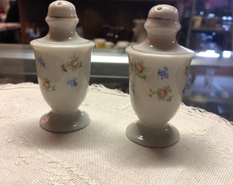 CLEARANCE SALE  Vintage Porcelain Floral and Gold Band Salt and Pepper Shakers