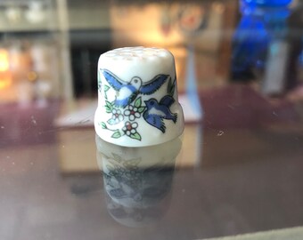 CLEARANCE - Tiny Bluebirds Porcelain Decorative Thimble