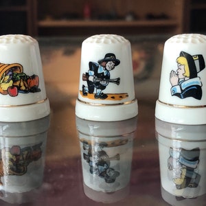 CLEARANCE Vintage Porcelain Thimbles Halloween Set of Three image 2