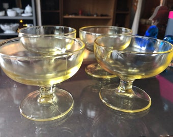 CLEARANCE - Depression Glass Dessert Glasses Yellow Sorbet Cups