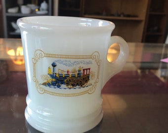 CLEARANCE - Locomotive Milk Glass Shaving Mug Avon