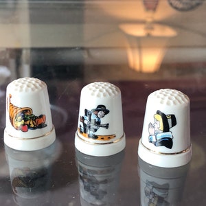 CLEARANCE Vintage Porcelain Thimbles Halloween Set of Three image 1