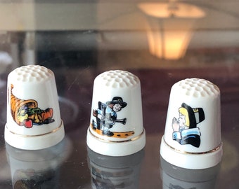 CLEARANCE - Vintage Porcelain Thimbles Halloween Set of Three