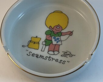 CLEARANCE SALE  Seamstress Vintage Ashtray Enesco Porcelain