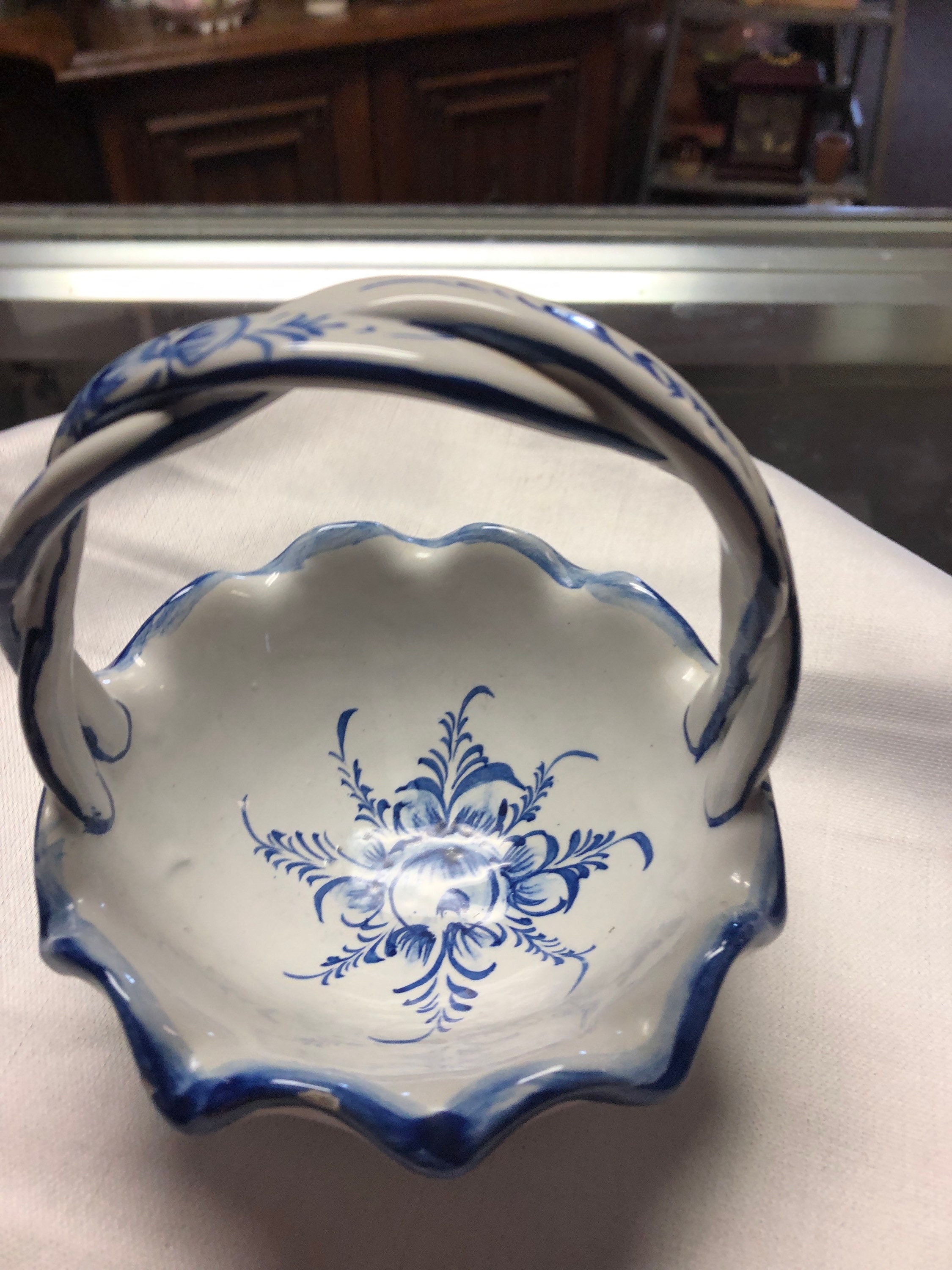 Hand Painted Ceramic Basket Bowl Portugal Blue and White RCCL Etsy