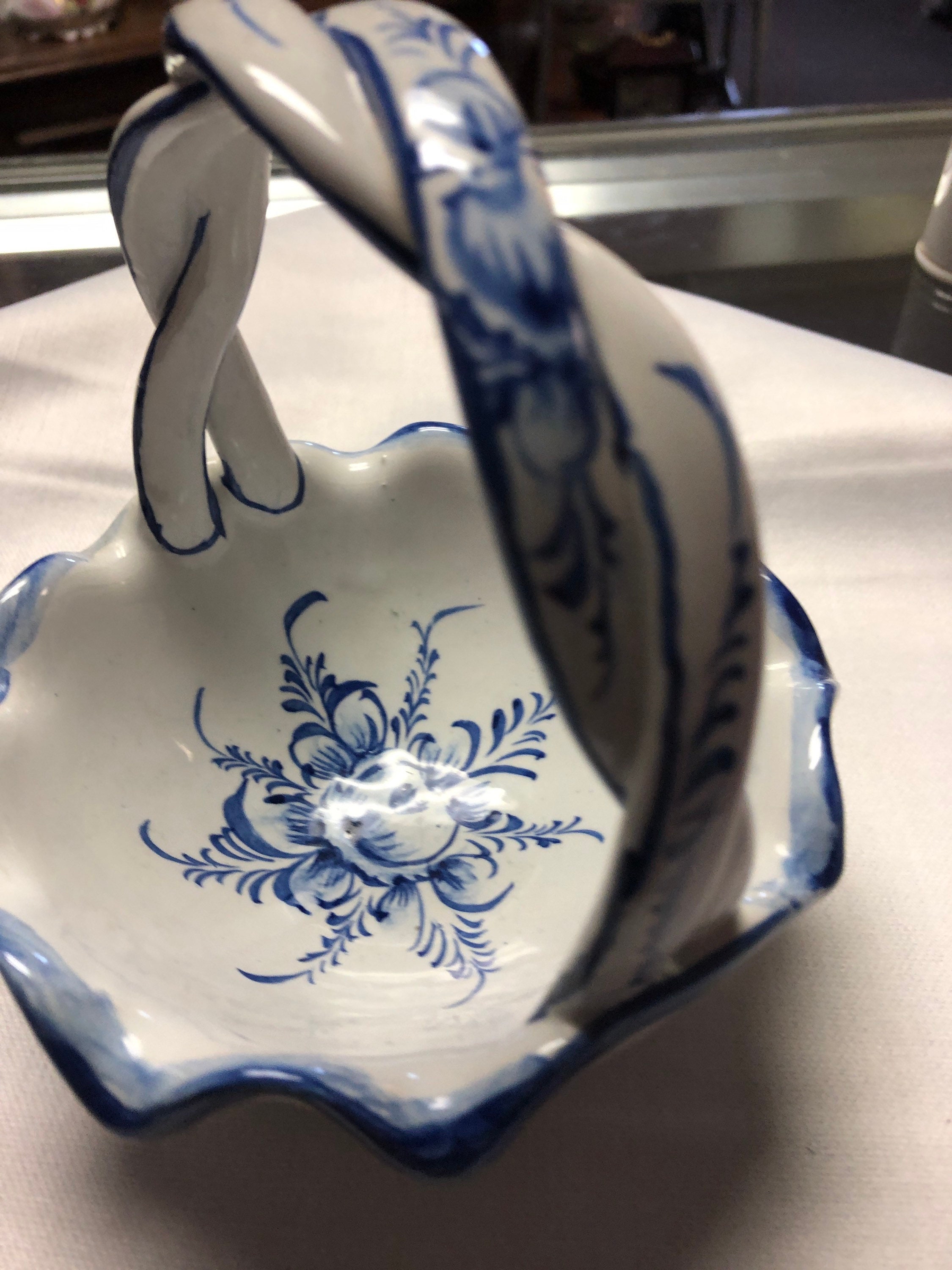 Hand Painted Ceramic Basket Bowl Portugal Blue and White RCCL Etsy