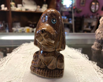 CLEARANCE SALE  Brown Stoneware Dog Figurine Puppy Hound