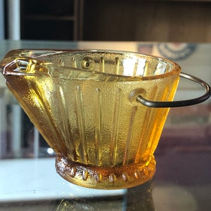 CLEARANCE Vintage Ashtray Amber Glass Coal Scuttle Shaped image 2