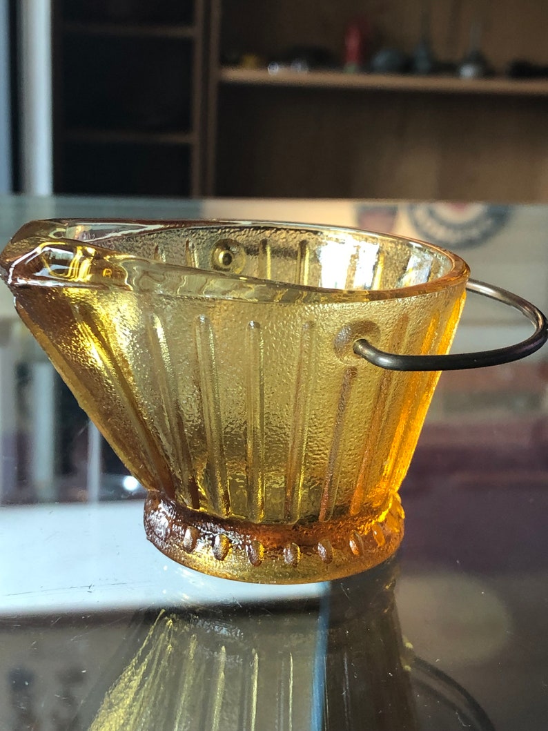 CLEARANCE Vintage Ashtray Amber Glass Coal Scuttle Shaped image 2