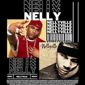 Nelly T-Shirt Design PNG: Retro 90s Rap Graphic (Digital Download 4500x5100 px)