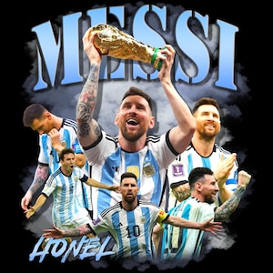 MESSI T Shirt Design. PNG Digital 4500x5100 px. LIONEL Football, Retro, 90s Vintage, Bootleg Tee. Instant Download And Ready To Print.