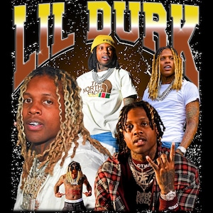 Lil Durk T-Shirt Design: Retro 90s Hiphop Bootleg (PNG Digital Download)