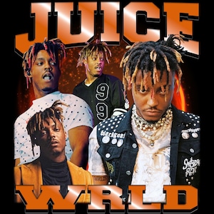 Juice WRLD T-Shirt Design: Retro 90s Rap Tee (PNG Digital Download)