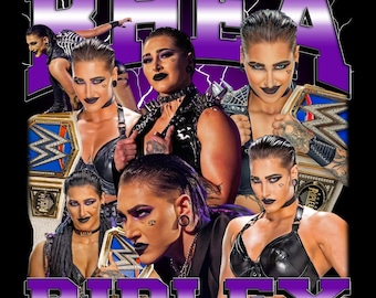 Rhea Ripley T-Shirt Design: WWE Retro Bootleg Tee (PNG Digital Download)