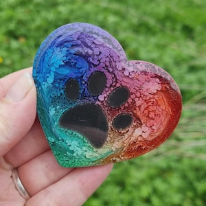 Custom Epoxy Pet Memorial | Resin Paw Print Keepsake with Ashes or Fur | Personalized Dog or Cat Tribute | Pet Loss Gift | Memorial Ornament