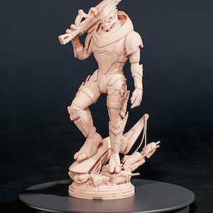 Unpainted Sci Fi Armored Soldier Resin Model Kit - 1/8 and 1/6 Scale - by Bulkamancers - Futuristic Rifle DIY Kit