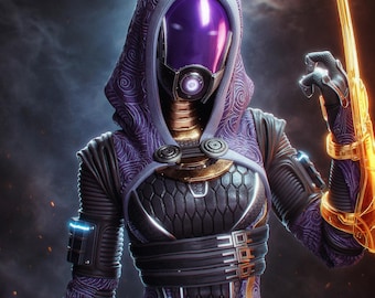 Gaming Action Figurine – Handpainted Resin Figure or DIY Model Kit, inspired by Mass Effect Tali'Zorah