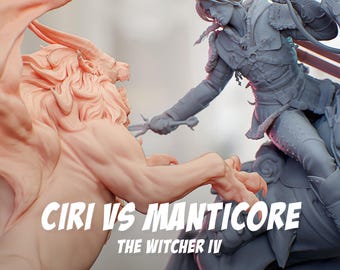 Ciri vs Manticore — Painted & DIY | Resin 3D | FAN ART | Garage Kit
