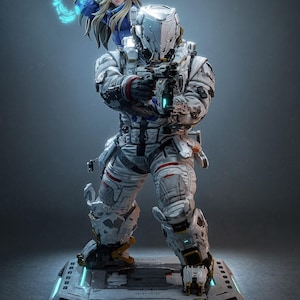 Hand Painted Sci Fi Astronaut and Android Girl Resin Statue – Father and Daughter Diorama – 1/8 and 1/6 Scale