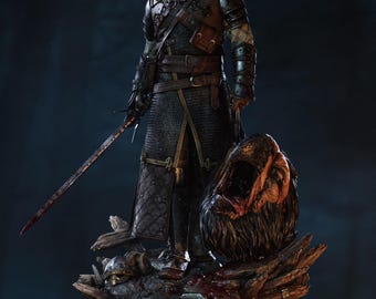 Gaming Action Figurine – Handpainted Resin Figure or DIY Model Kit, inspired by The Witcher Geralt of Rivia