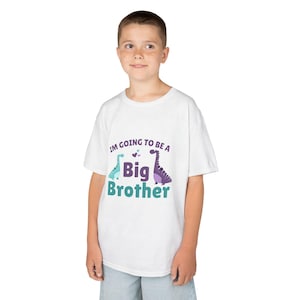 ビッグブラザー ダイノ キッズTシャツ、キッズTシャツ、恐竜テーマ、兄弟へのギフト、出産祝い、幼児服、楽しいファミリーデザイン