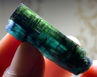 Double Terminated Indicolite Tourmaline Crystal | Blue Green Tourmaline from Nuristan Afghanistan
