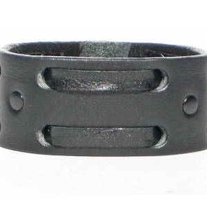 SCHWARZES Lederarmband, 3,25 &quot;Breit, Double Weave Design