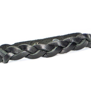 BLACK Leather Braid Bracelet