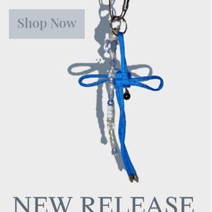 Handmade Blue Beaded Bag Charm: Personalized Star Pearl Keychain