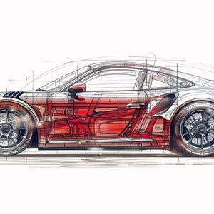 Diagrama gráfico rojo del PORSCHE GT2 RS