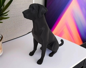 3D Printed Labrador Dog Sculpture: Minimalist Home Office Decor