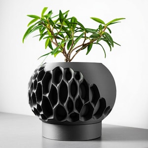 3D gedruckter moderner Blumentopf mit Drainage - geometrischer Wabentopf für Sukkulenten, Kräuter & einzigartiges Wohndekor