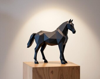 Stallion Horse Statue  Polygon Sculpture 3D Printed in Eco-Friendly PLA