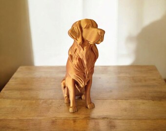 3D Printed Golden Retriever Statue: Minimalist Dog Lover Decor