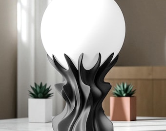 Skulpturale Moderne Lampe mit Kugelschirm – 3D Gedruckte Tischleuchte für minimalistisches Wohndekor (E27 Sockel)