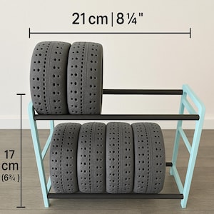 1/6 RC-bandenrekstandaard - gedetailleerde miniatuur opbergplank voor RC-autowielen en -accessoires, realistische weergave voor RC-hobbyisten