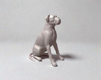 リアルな茶色のボクサー犬の置物：樹脂製のペットオーナメント - Etsy 日本