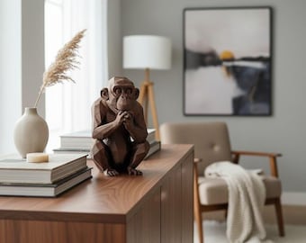 Modern Chimpanzee Sculpture - Abstract Low Poly Animal Figurine