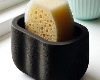 Modern Wavy 3D Printed Sponge Holder: Eco-Friendly Kitchen Caddy