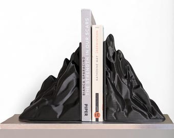 Serre-livres montagne imprimés en 3D : décoration d'étagère minimaliste nordique