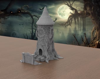 Spöklikt träd tärningstorn för rollspel bordsspel kuslig halloween tärningsrulle present