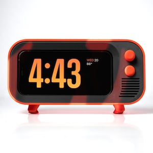 Supporto per orologio retrò stampato in 3D per iPhone 16, 15, 14, 13 e 12, unico nel suo genere, in stile vintage.