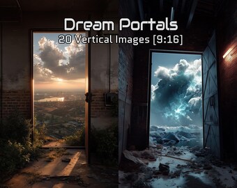 Surreal Doorway Images – Vertical Fantasy Backgrounds – Dreamlike Portal Aesthetic for Phone – Abandoned Architecture Art 9:16