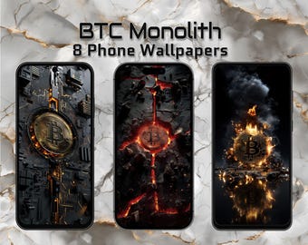 BTC Monolith – 8 Bitcoin Phone Wallpapers | Digital Phone Artwork | Futuristic BTC Backgrounds (1440x3120)