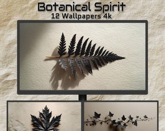 Botanical Spirit – 12 Minimalist Botanical 4K Wallpapers | Dark Aesthetic Nature Desktop Backgrounds