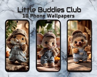 Little Buddies Club – Cute Animal Phone Wallpapers | 9:20 | Bunny, Elephant, Hedgehog | Kawaii Aesthetic Mobile Backgrounds