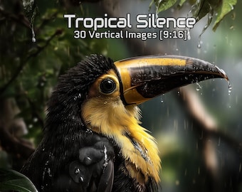 Vertical Tropical Bird Images – Realistic Jungle background | Toucan, Parrot, Hummingbird | Nature Aesthetic Vertical Pack 9:16