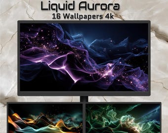 Abstract 4K Wallpapers | Liquid Aurora | Digital Download Desktop Backgrounds