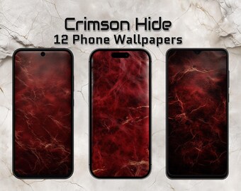 Tapety na telefon z ciemnoczerwoną skórą | Ciemne, eleganckie tła o teksturze | 9:20 JPG | Natychmiastowe pobranie